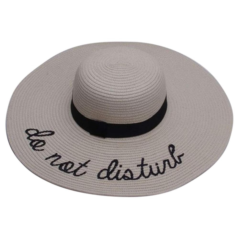 Familyhouse Women¡¯s Letter Embroidered Wide Brim Adjustable Summer Beach Floppy Straw Sun Hat | Amazon (US)
