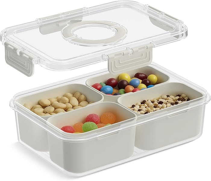 Snackle Box Container, Upgrade Dishwasher,Safe Snack Box for Adult Kids, 4 compartments Plastic D... | Amazon (US)