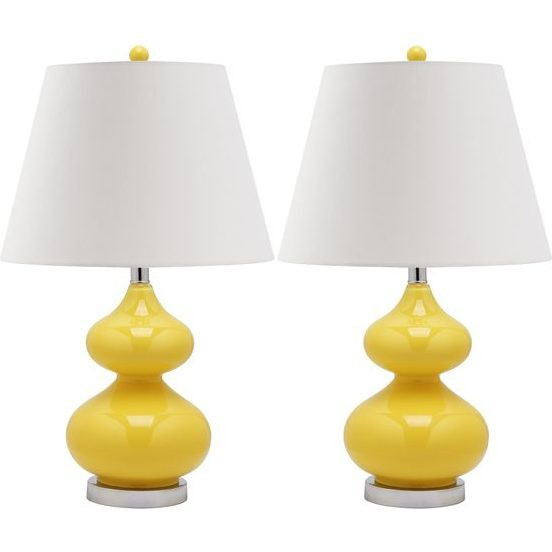Set of 2 Eva Double Gourd Glass Lamps, Yellow | Maisonette