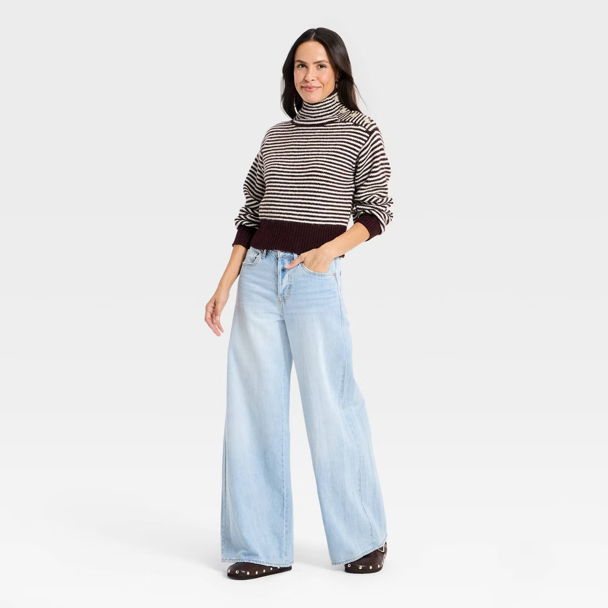 Women's Long Sleeve Mock Turtleneck Button Pullover Sweater - Universal Thread™ | Target