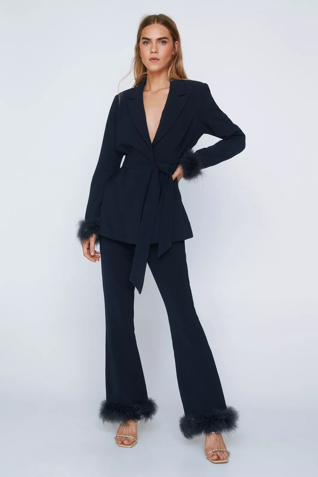 Flared Trousers With Feather Trims | Nasty Gal UK (+IE)
