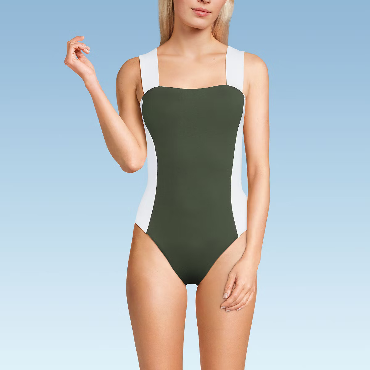 Lands' End Women's Square Neck High Leg One Piece Swimsuit | Target