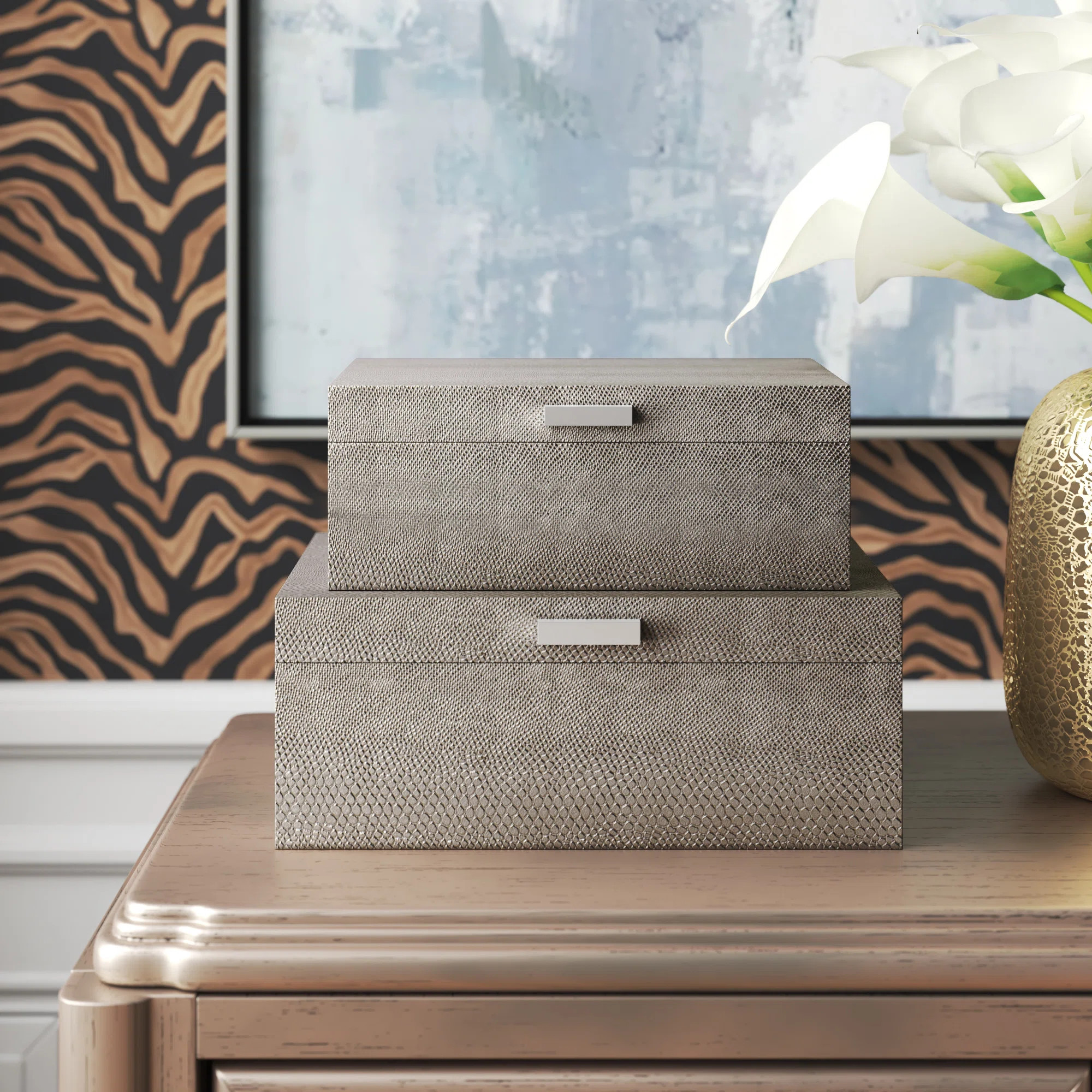 Etta Avenue™ Kallie 2 Piece Snake Print Decorative Box Set & Reviews | Wayfair | Wayfair North America