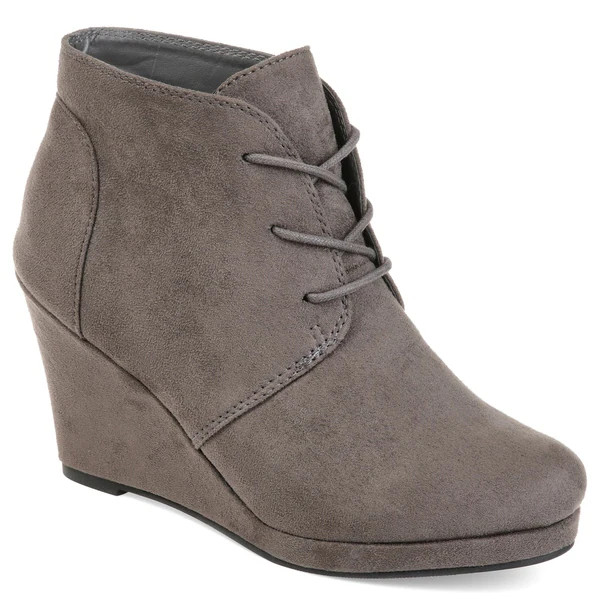 Journee Collection Women's 'Enter' Faux Suede Wedge Booties | Bed Bath & Beyond