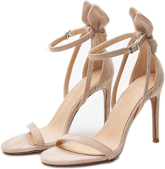 ALLINNINE Women's High Heels Ankle Strap Sandals Pumps Sexy Shoes Bow Wedding Bowtie Dress Sandal... | Amazon (US)