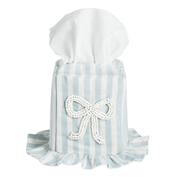 Stripe Bow Tissue Box Cover | Mud Pie
