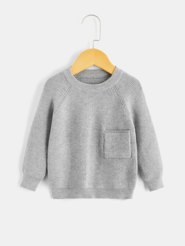 Baby Patched Pocket Raglan Sleeve Sweater | SHEIN