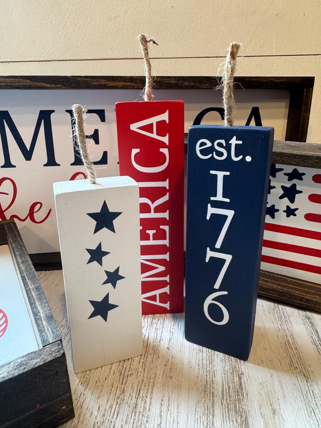 Set of 3 Wooden Firecrackers | Fourth of July Decorations | July 4th Tiered Tray | Tiered Tray De... | Etsy (US)