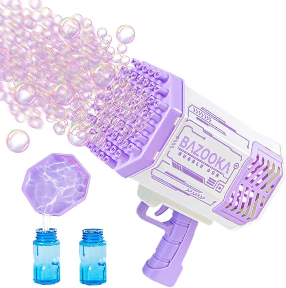 Bubble Machine Gun, Purple Bubble Gun with Lights/Bubble Solution, 69 Holes Bubbles Machine for A... | Amazon (US)