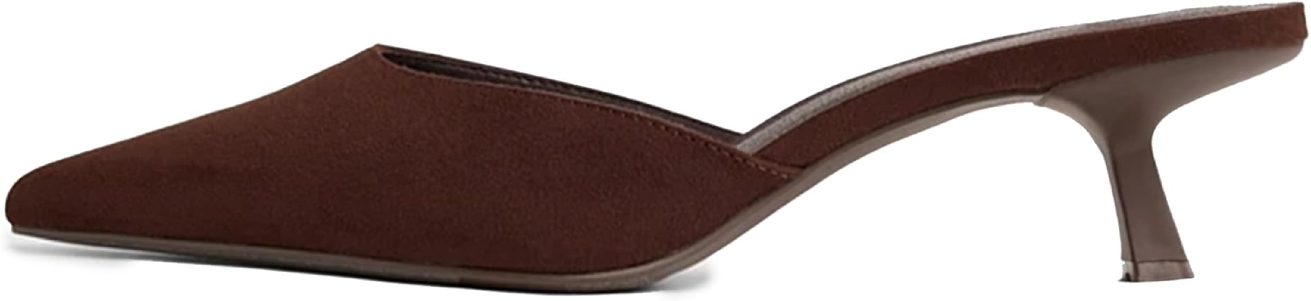 Slippers for Women Women Kitten Heels Mules Closed Pointed Toe Slip on Backless Stiletto Slingbac... | Amazon (US)