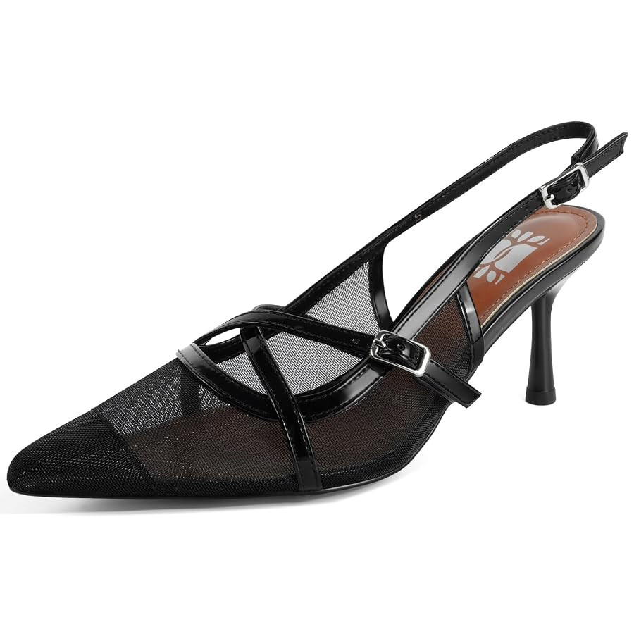 KaroNairy Kitten Heels for Women Pointed Toe Slingback Heels Closed Toe Low Heel Dress Pumps with... | Amazon (US)