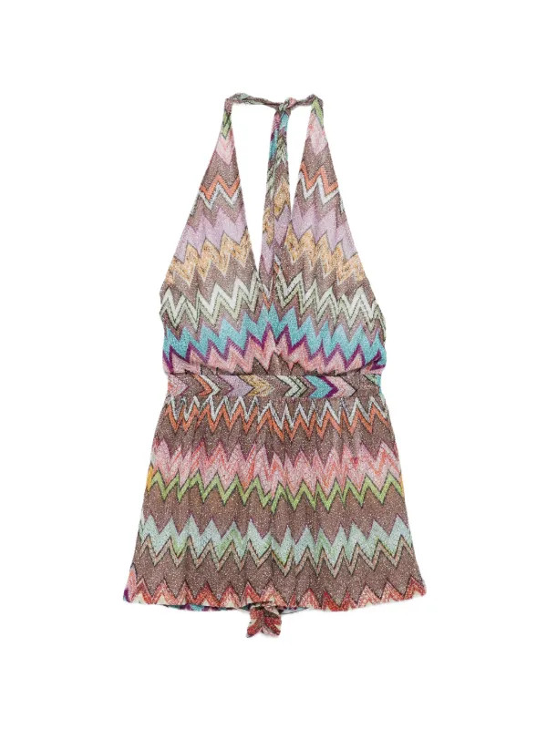 chevron V-neck playsuit | Farfetch Global
