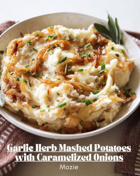 Garlic Herb Mashed Potatoes with Caramelized Onions. Get the recipe on our blog (mozielife.com)! All things home—home design, recipes and more!

#LTKSeasonal #LTKhome