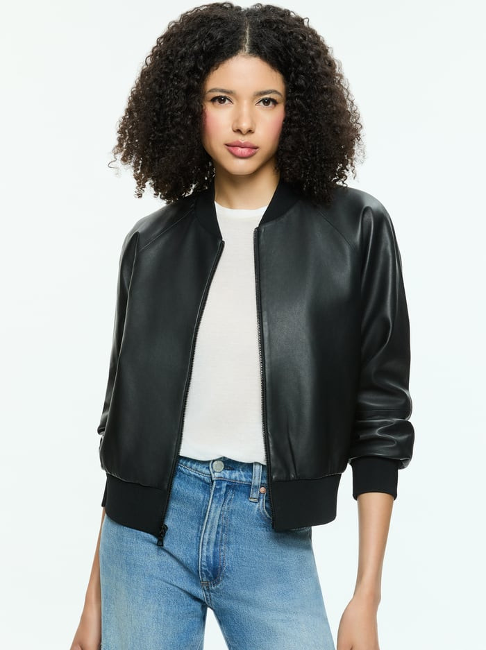 FELISA LEATHER BOMBER | Alice + Olivia