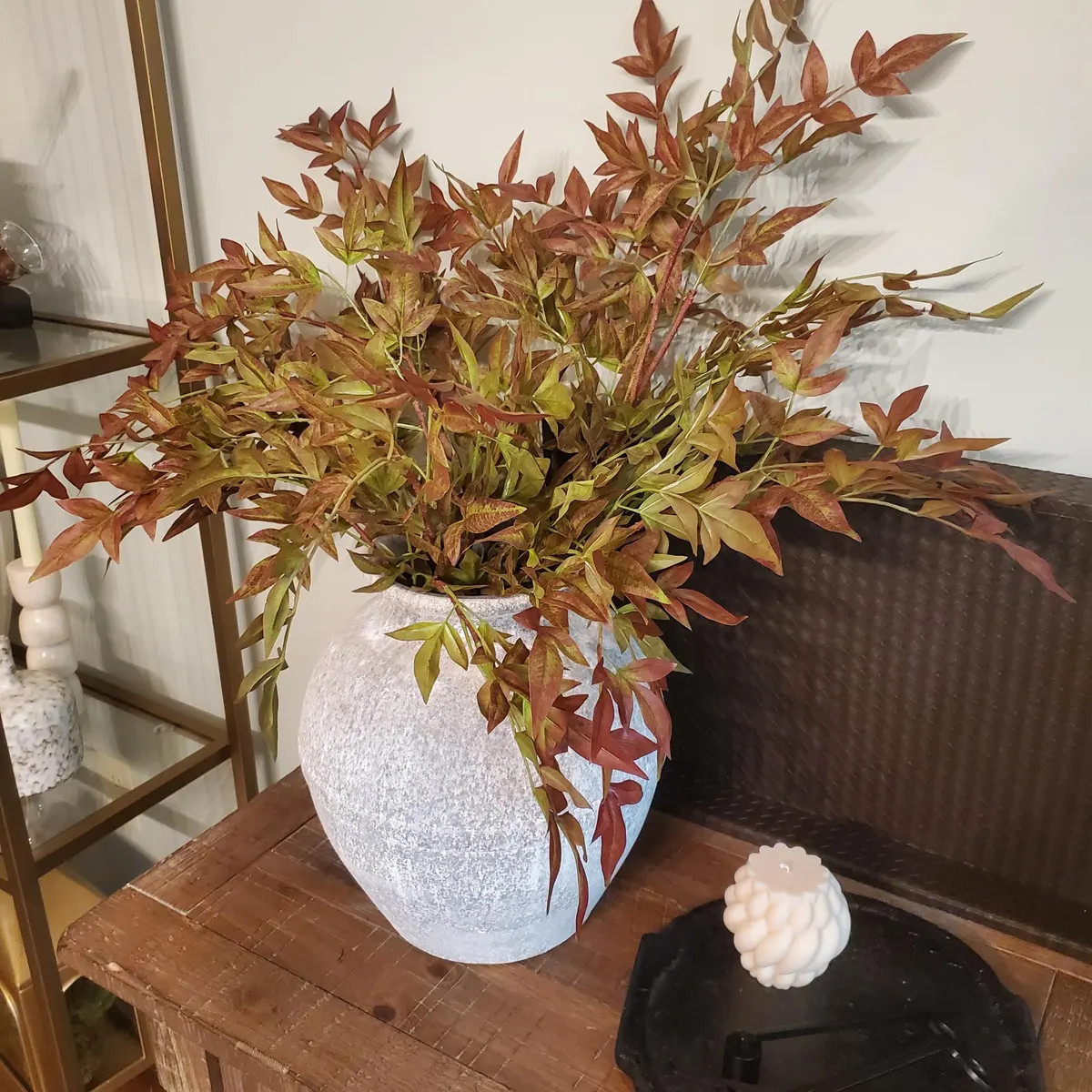 40" Faux Nandina Fall Foliage - Green/Burgundy Autumn stems branch | Etsy (Global)