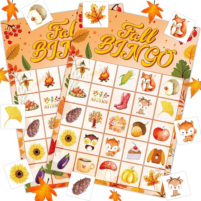 Joy Bang Fall Festival Games, Fall Bingo Cards for 24 Players Harvest Game Fall Crafts for Kids A... | Amazon (US)
