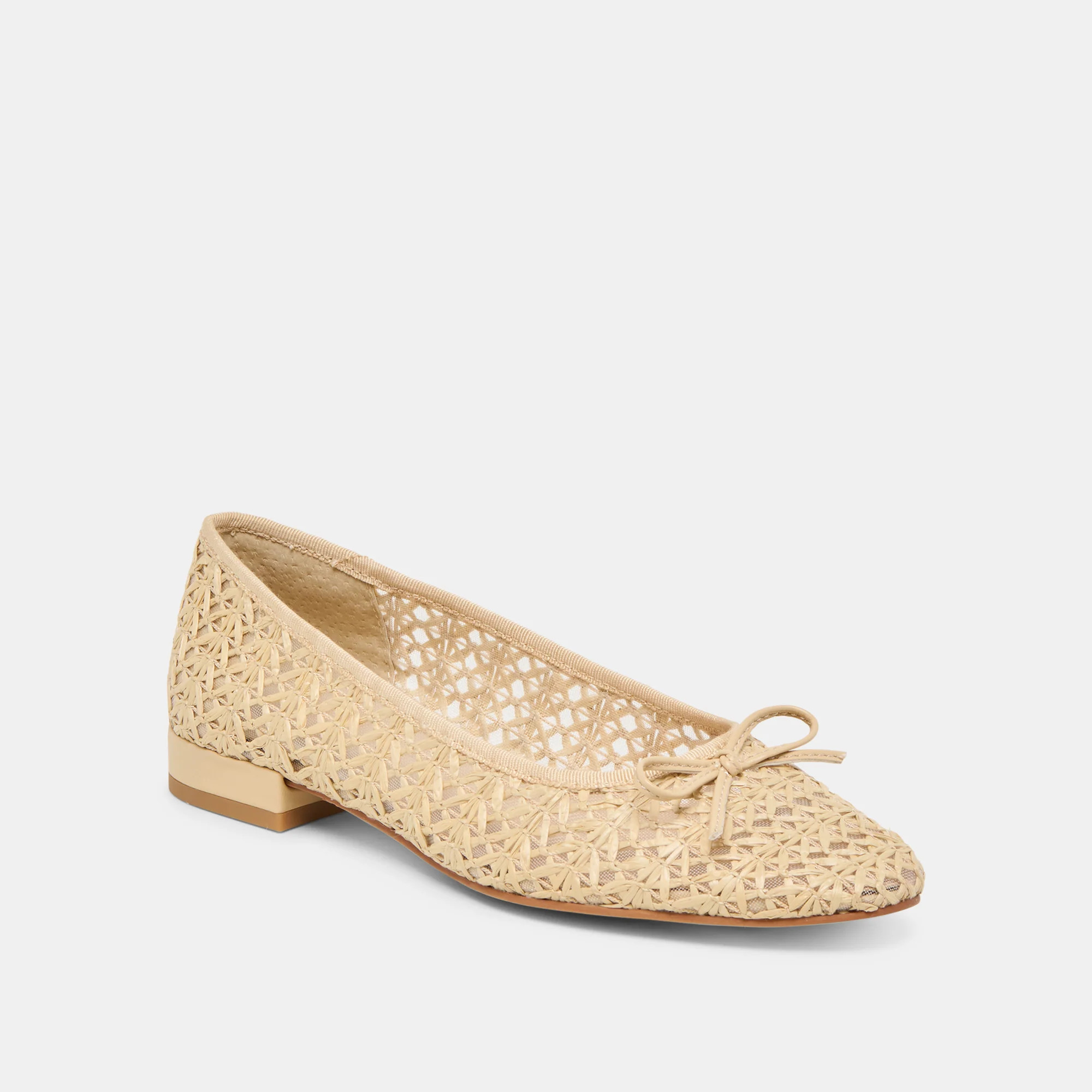 Ulicia Ballet Flats Lt Natural Cross Hatch Raffia | DolceVita.com