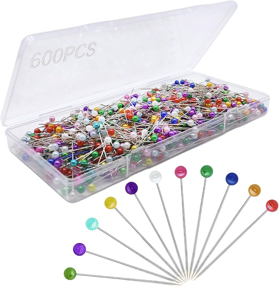 600PCS Sewing Pins, Straight Pin for Fabric, Pearlized Ball Head Quilting Pins Long 1.5inch, Cors... | Amazon (US)
