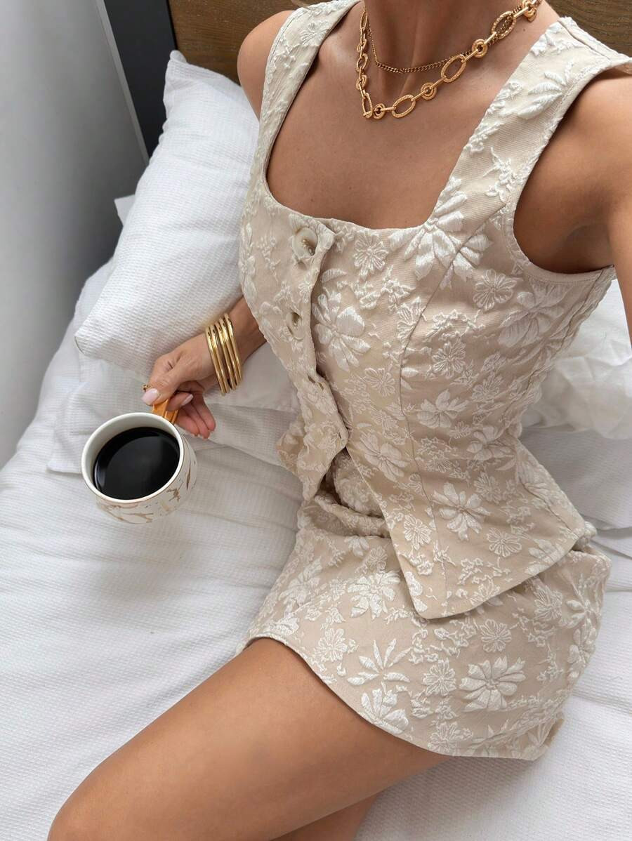 Siren Gaze New Summer Three-Dimensional Embossed Flower Suits For Women, Workplace Commuting, Bus... | SHEIN