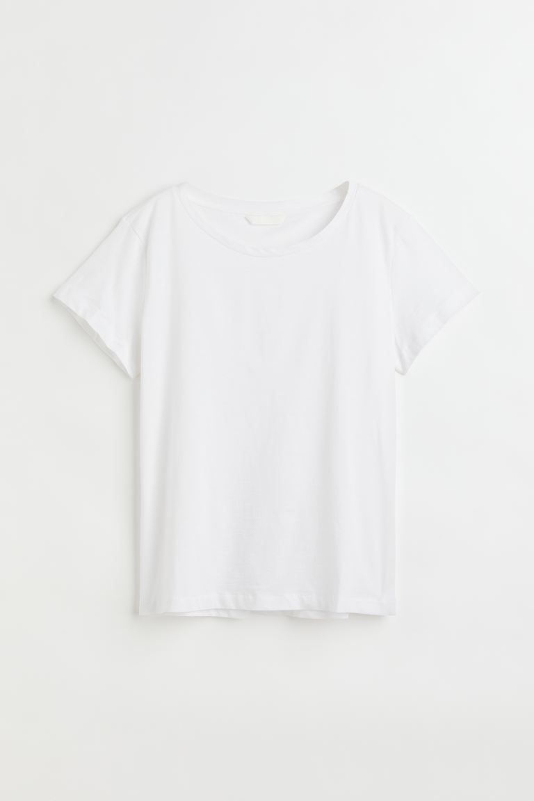 T-shirt in cotton jersey. Slightly wider neckline with narrow trim. | H&M (US + CA)