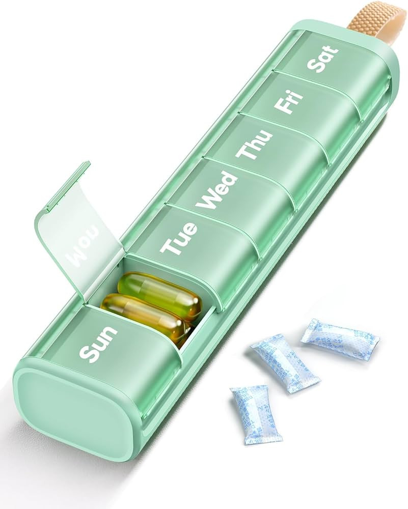 Weekly Medicine Pill Organizer, 7 Day Daily Pill Box Case Travel with Portable Handle, Moisture-P... | Amazon (US)
