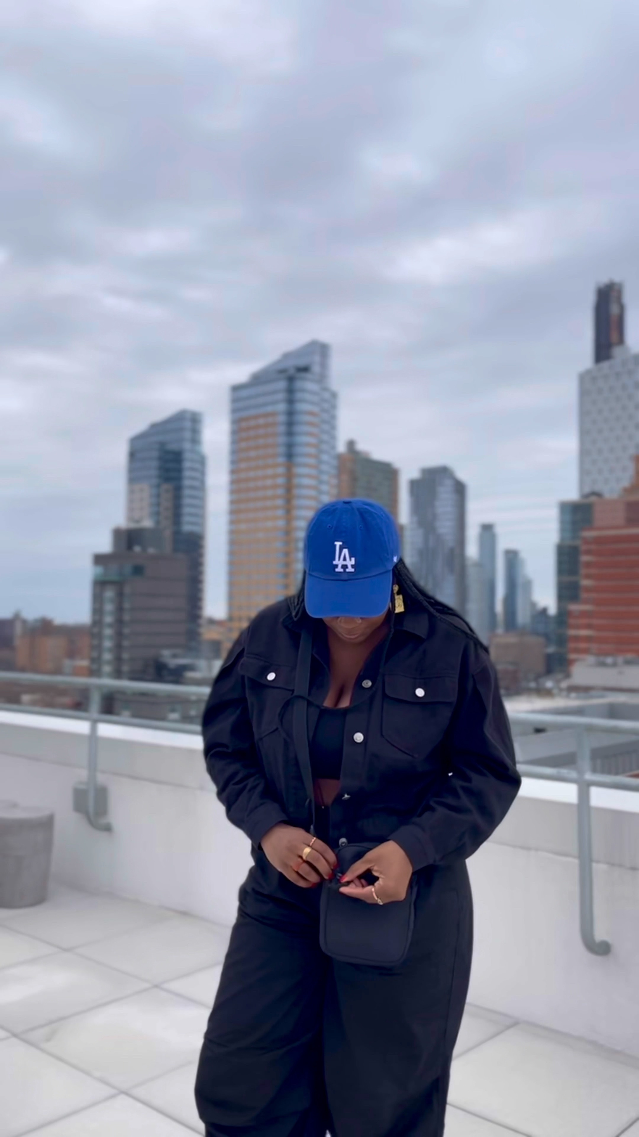 Walking in to Q2 of 2023 with the same focus, same hustle, and increased discipline. 💗

Hat: @urbanoutfitters
Pants: @HM black parachute pants 
Bag: @hm
Jacket : @hm (from spring 2021)
Shoes: @circusNY

#LTKunder100 #LTKSeasonal #LTKcurves