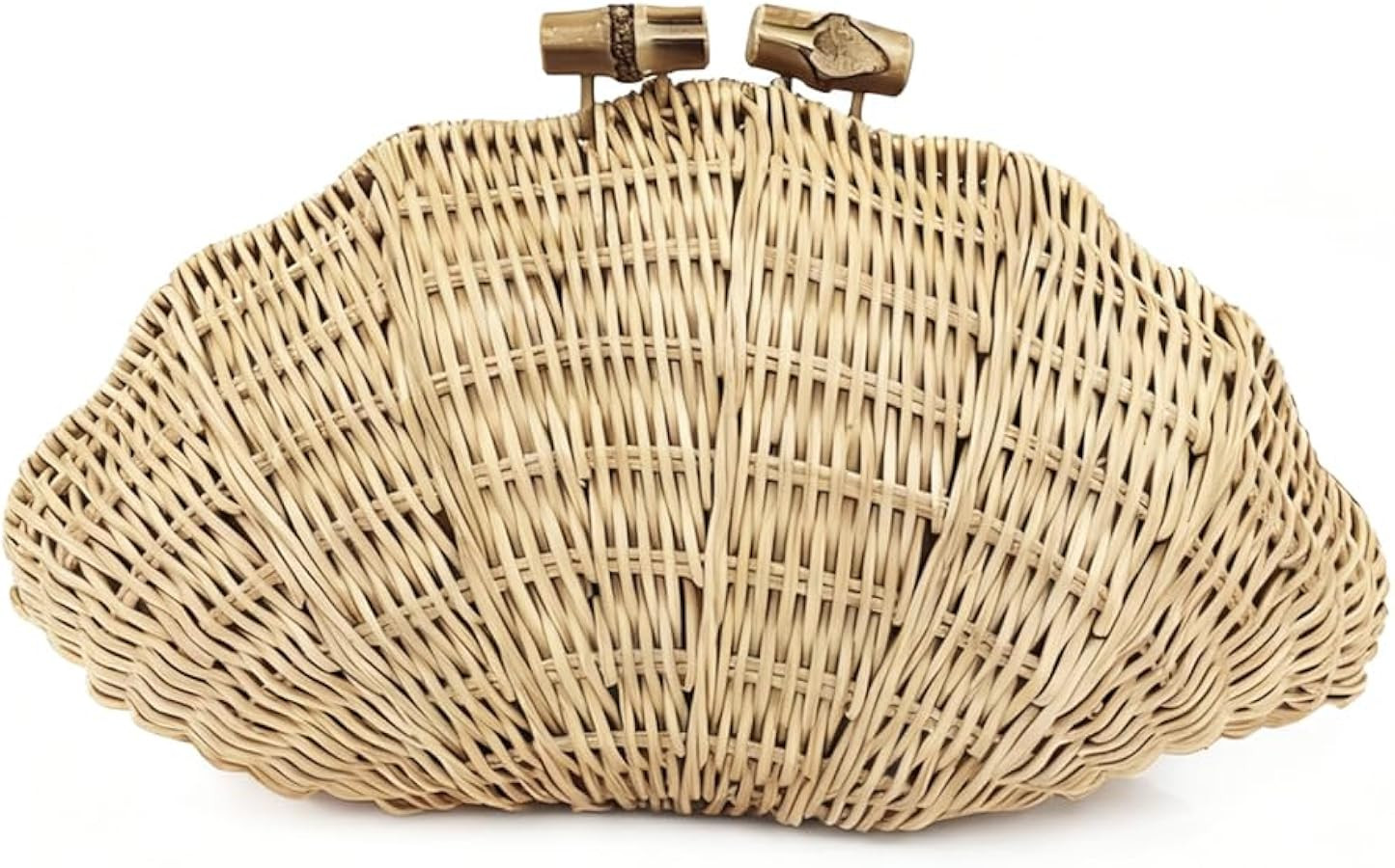 CUXVA Handwoven Shell Rattan Clutch for Women Summer Beach Straw Bags Sea Shell Clutch Purse | Amazon (US)