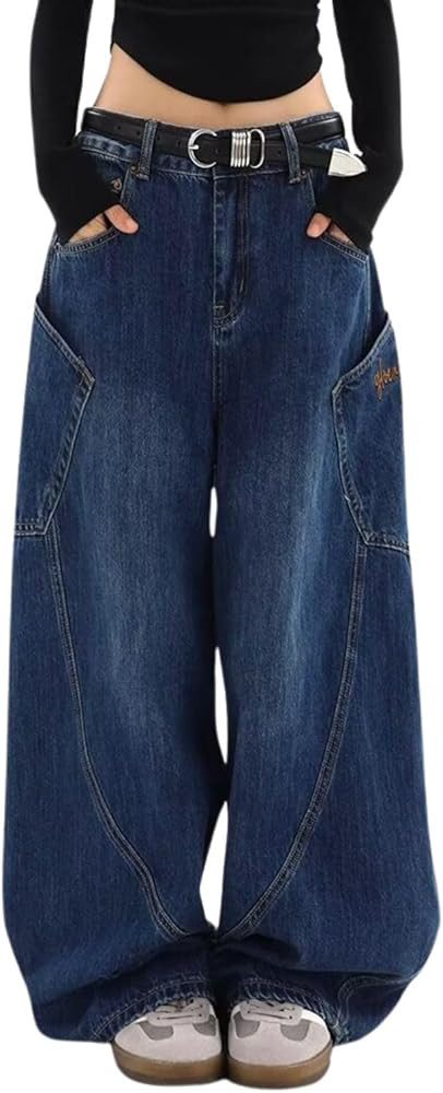 Baggy Jeans for Woman Men High Waisted Barrel Leg Jeans Casual Loose Denim Pants Streetwear Cloth... | Amazon (US)