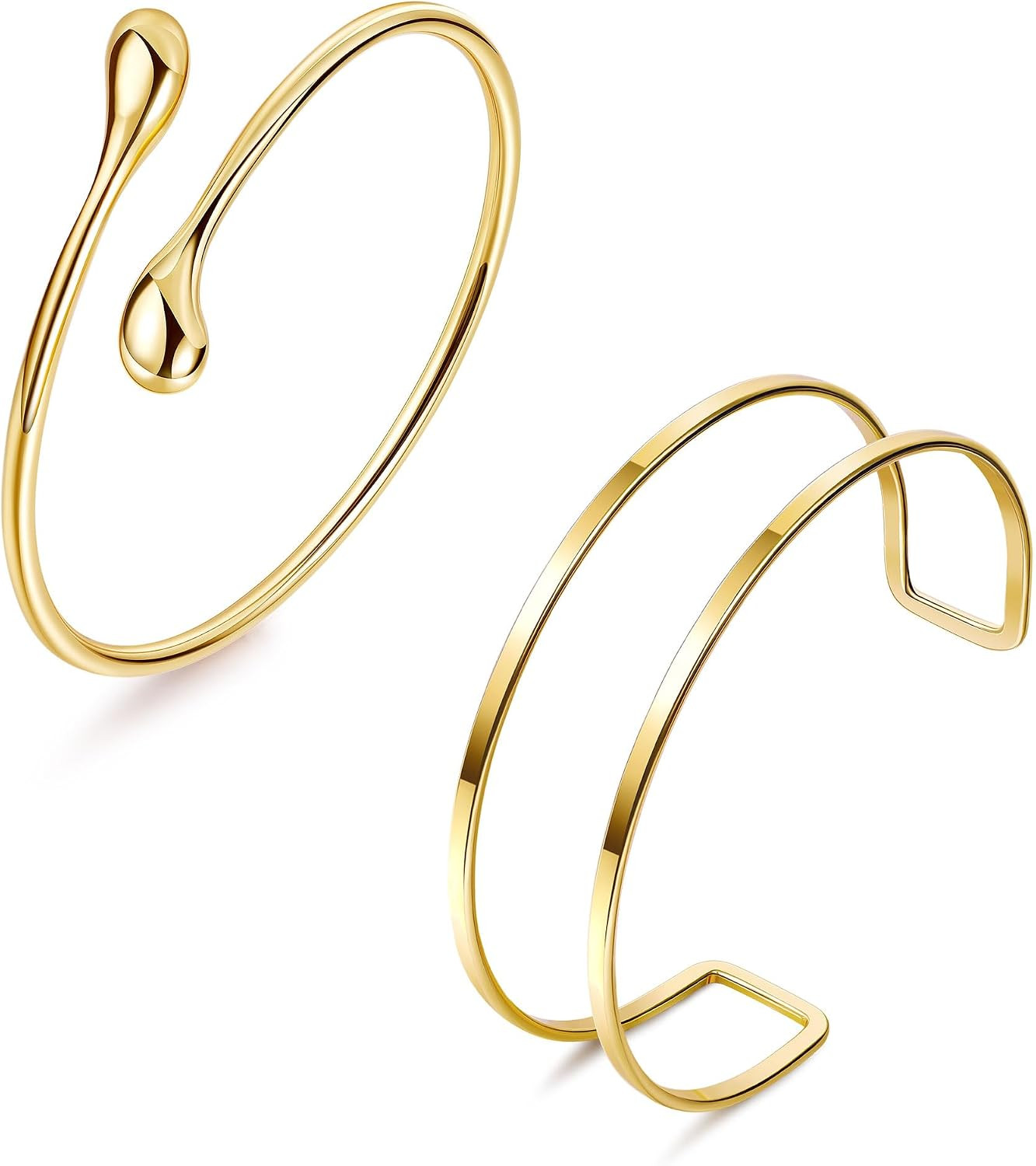 2Pcs Arm Cuffs Jewelry for Women, Gold/Sliver | Amazon (US)