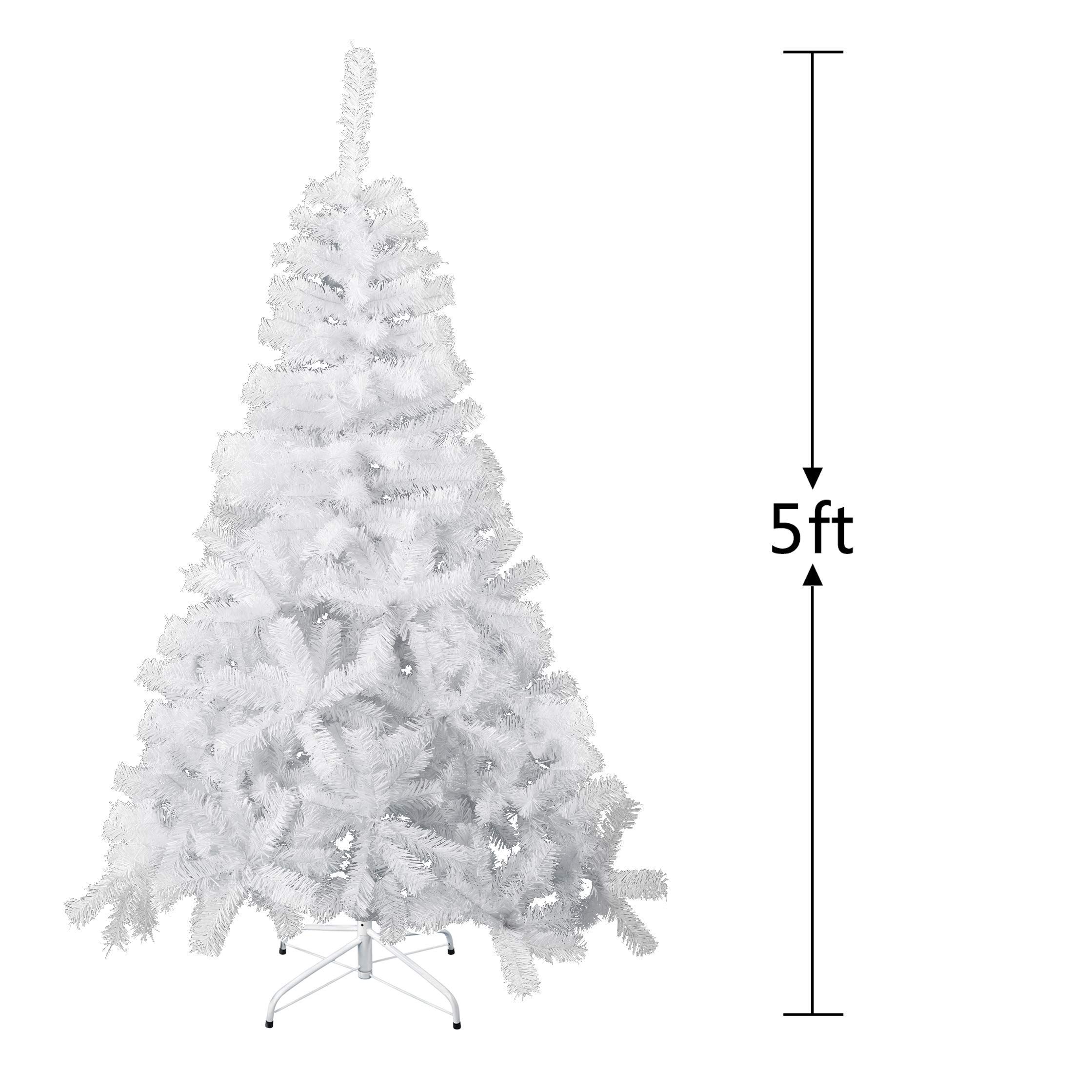 GOJOOASIS Artificial Christmas Tree Premium Spruce Hinged with Metal Stand Green (5 ft White) | Amazon (US)