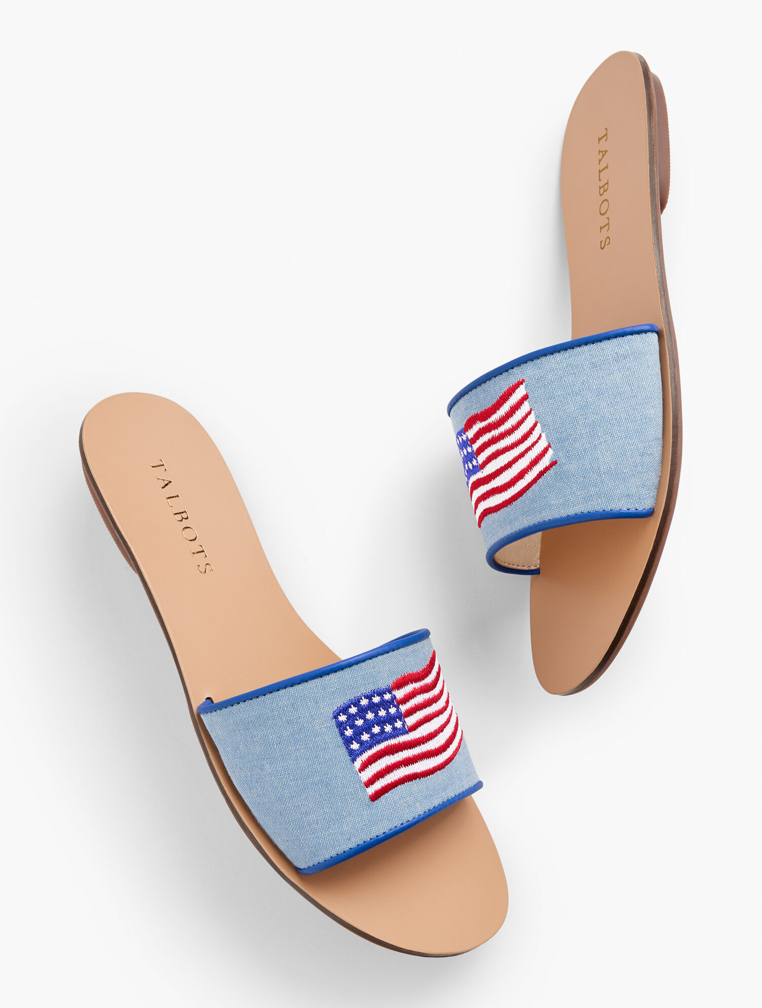 Hannah Slides - Embroidered Chambray | Talbots