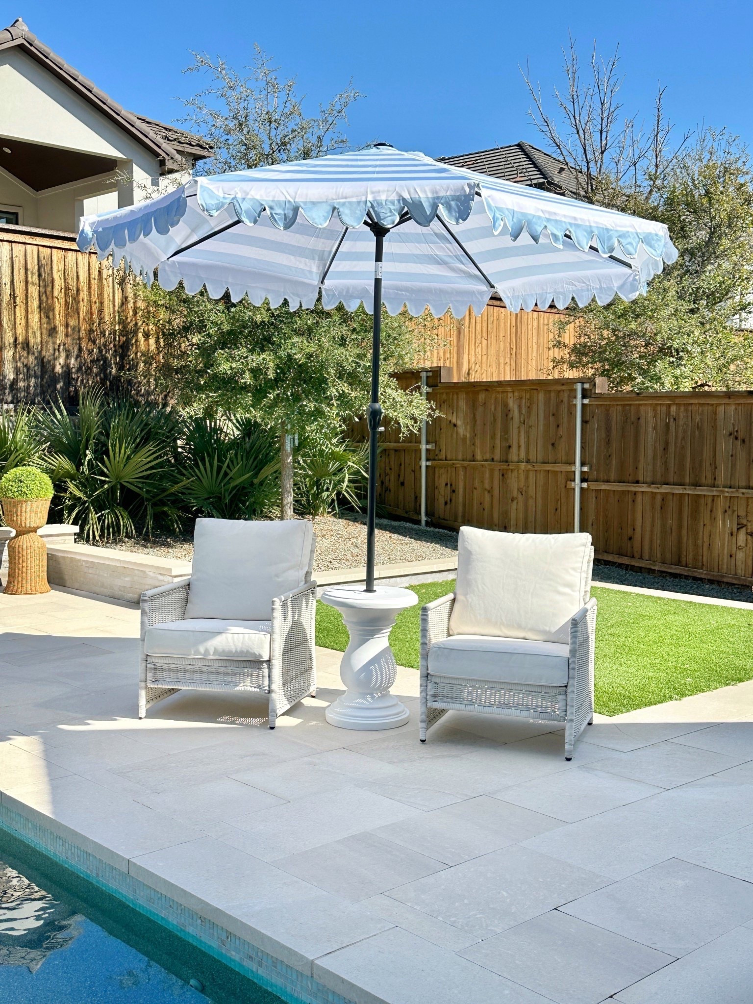 Under $100 scalloped umbrella! 

#LTKFindsUnder50 #LTKHome #LTKSaleAlert