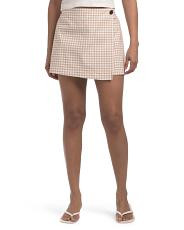 Millennium Gingham Wrap Tie Up Skort With Side Button | TJ Maxx