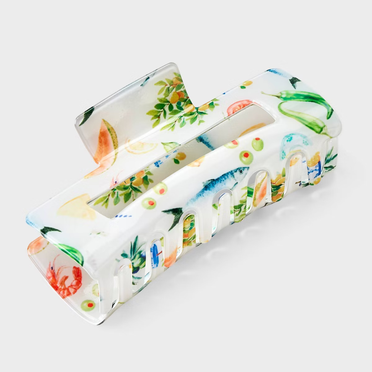 Rectangle Fruit and Vegetables Claw Hair Clip - Universal Thread™ White/Green | Target