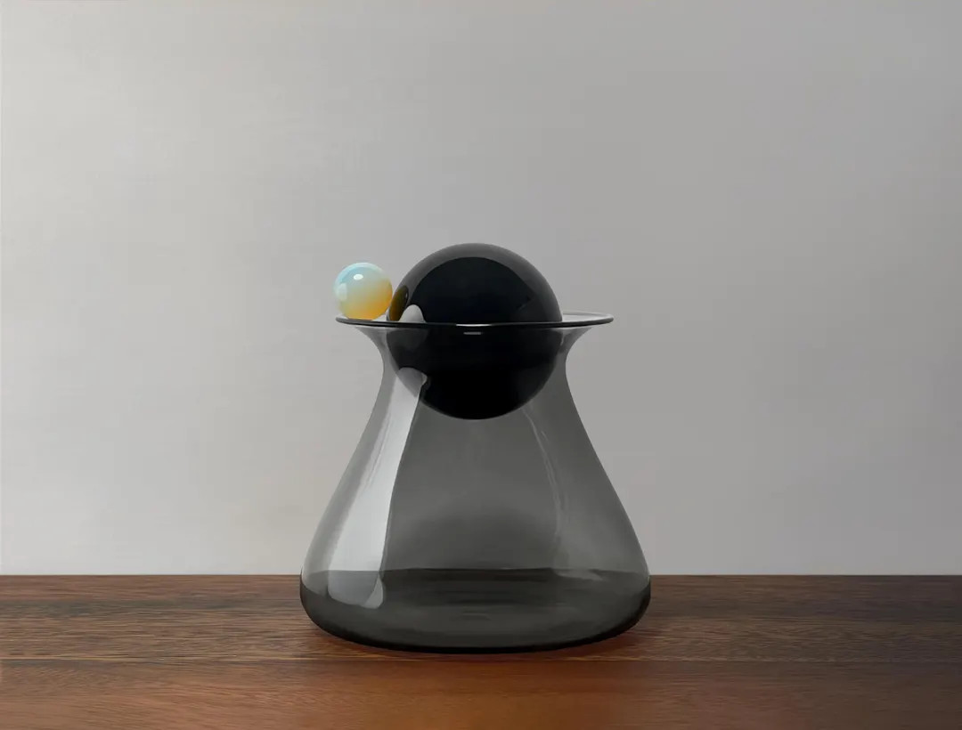 Decorative Smoked Glass Container/Jar with Natural Obsidian Ball Lid and Orbital Opalite Ball | Etsy (US)