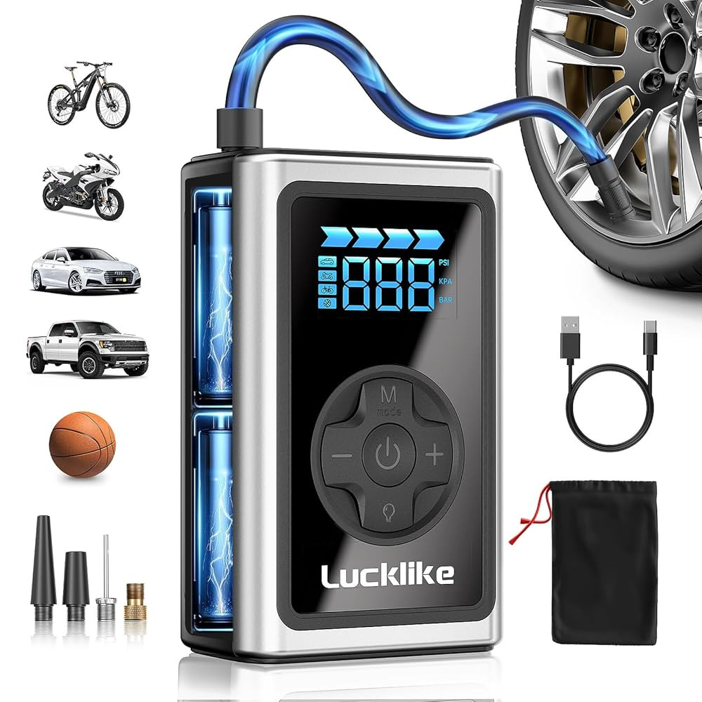 Tire Inflator Portable Air Compressor, 150 PSI Electric Portable Air Pump for Inflatables Car Bik... | Amazon (US)