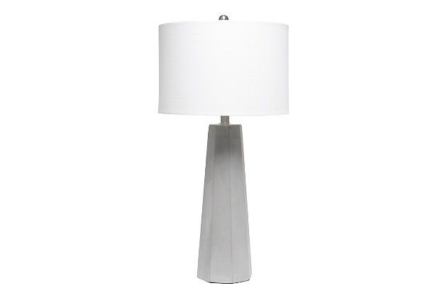 Home Accents Lalia Home Concrete Pillar Table Lamp w WHT Fabric Shade | Ashley | Ashley Homestore