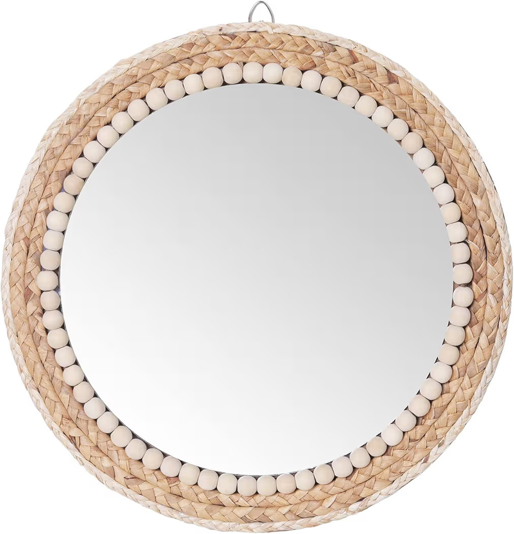 SWTHONY 15 Inch Boho Round Hanging Wall Mirror Decorative Rattan Circle Mirrors for Farmhouse, Li... | Amazon (US)