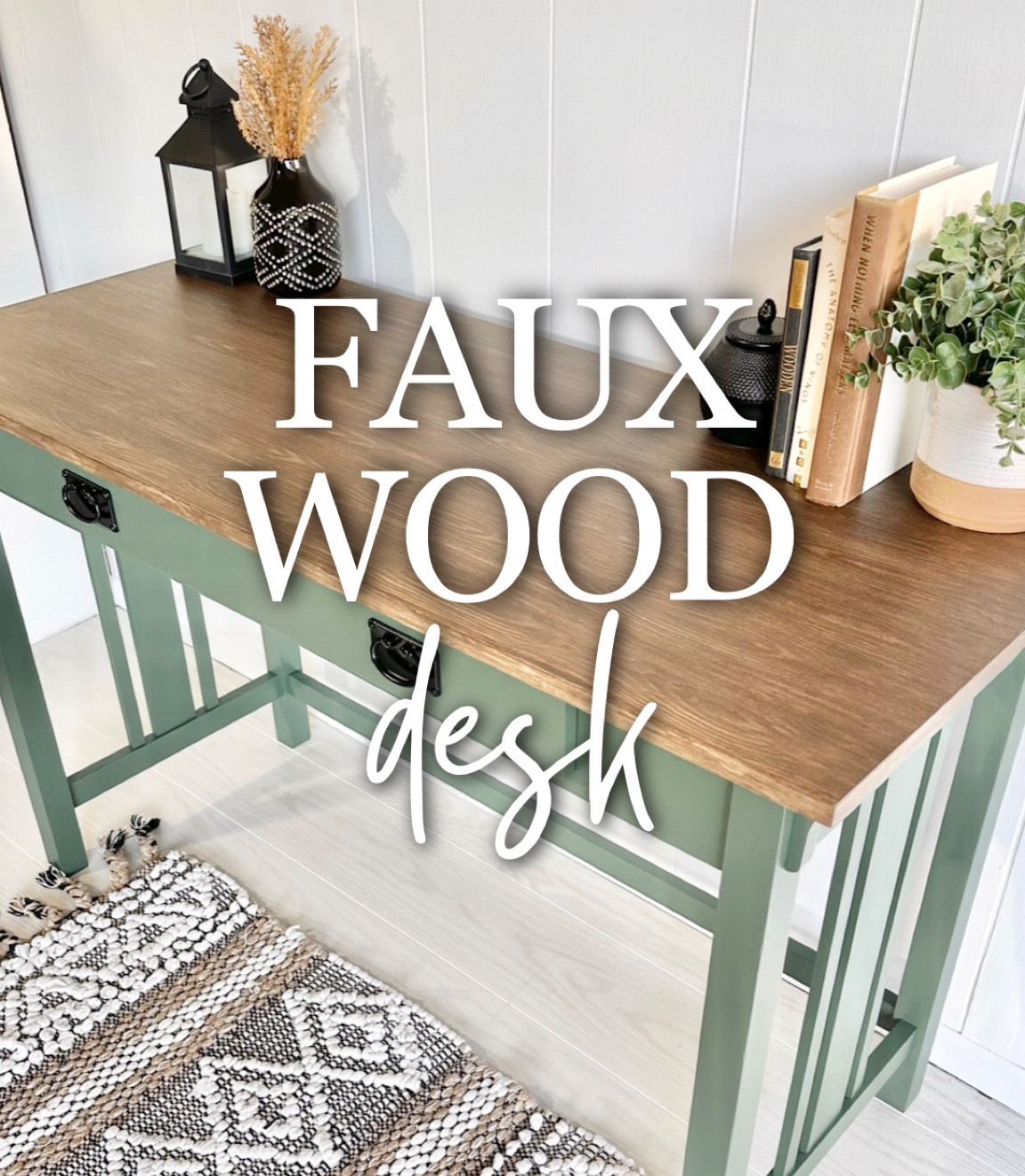 Everything for this green and faux wood desk linked here! Bottom paint color is Treeline by Valspar 

#LTKhome