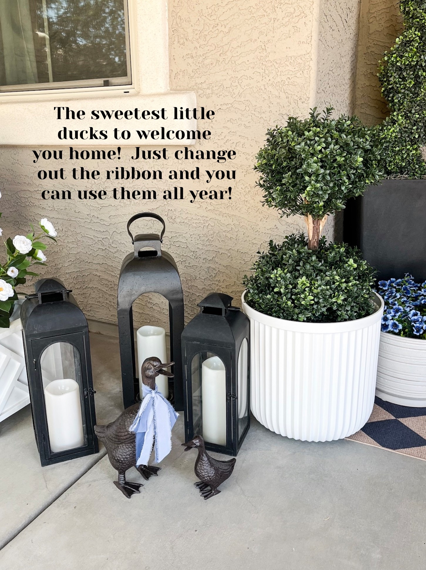 The sweetest little cast iron ducks for your front porch to welcome you home!  Just change out the ribbon for the seasons and you can use them all year!

#frontporch #frontporchdecor #outdoordecor #duckdecor

#LTKSeasonal #LTKHome