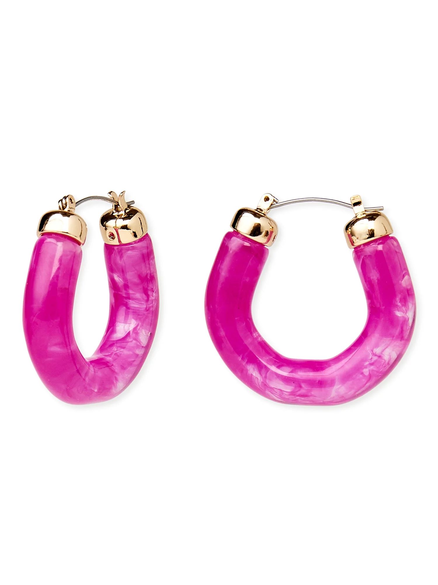 Time and Tru Women’s Pink Resin Hoop Earrings | Walmart (US)