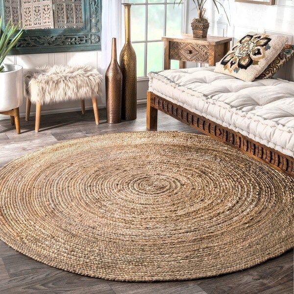 nuLOOM Alexa Eco Natural Fiber Braided Reversible Round Jute Rug (4') | Bed Bath & Beyond