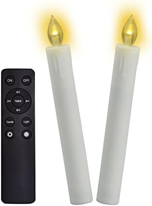 2 Pack Flameless Taper Candles with Remote Timer 6” Tall Flickering LED Fake Taper Candles Batt... | Amazon (US)