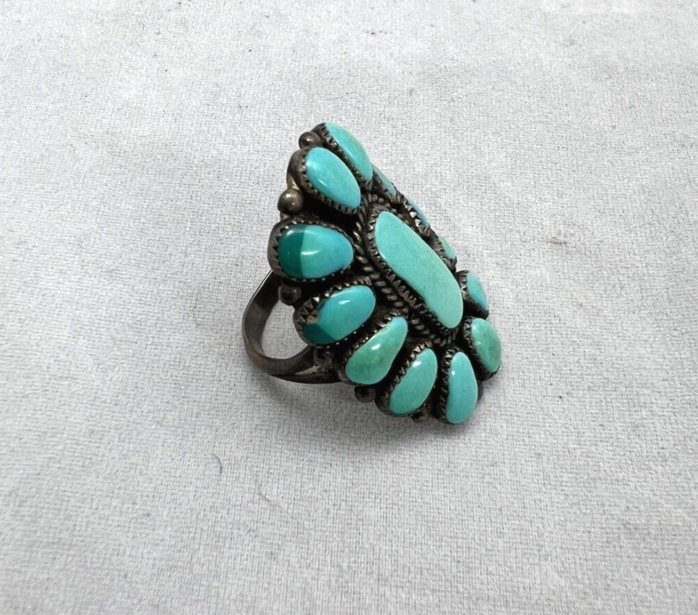 Vintage Native American Zuni Artist Jane Paselente Turquoise Sterling Ring Sz 8 | eBay US