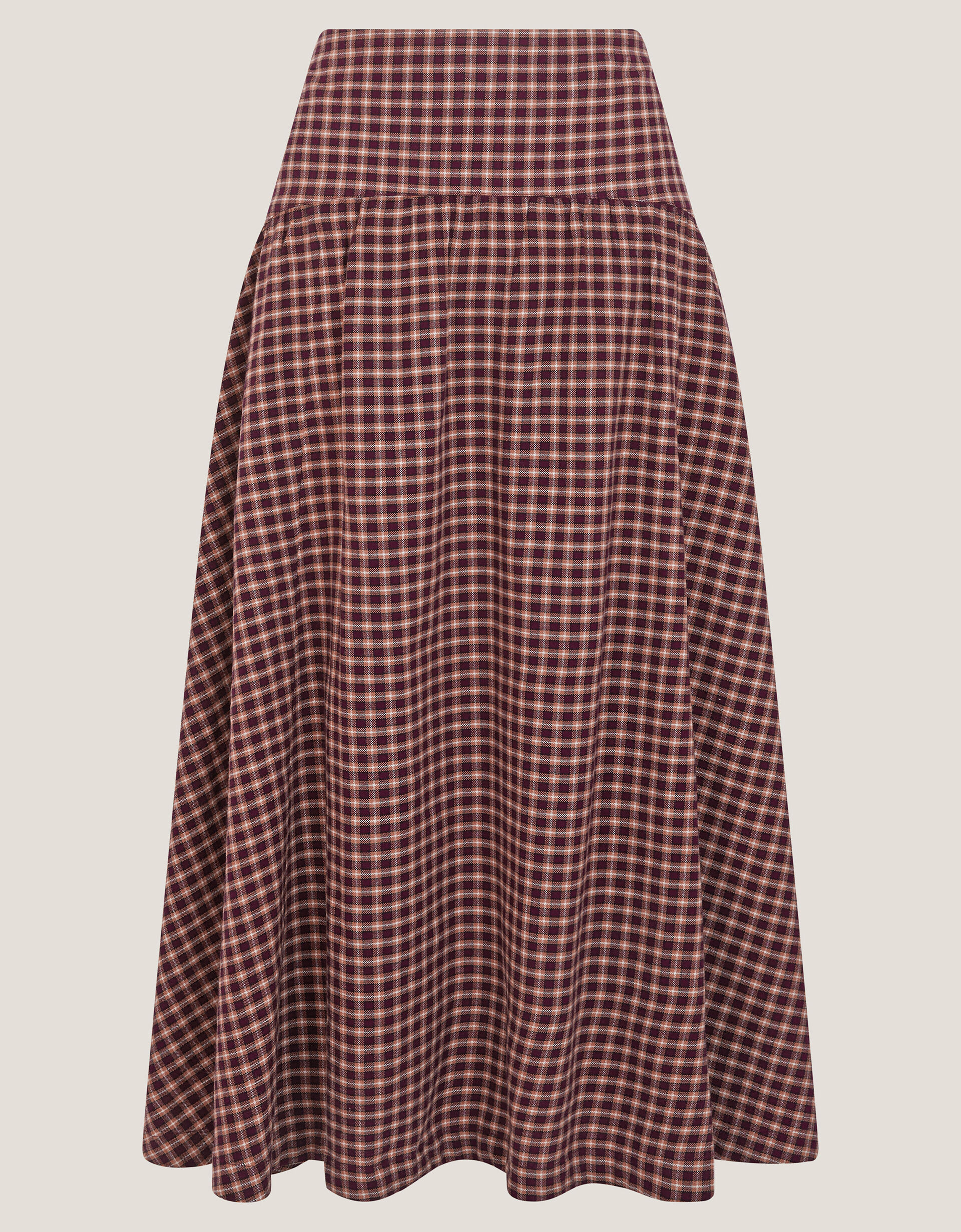 Agatha Check Drop Waist Midi Skirt Red | Monsoon (UK)