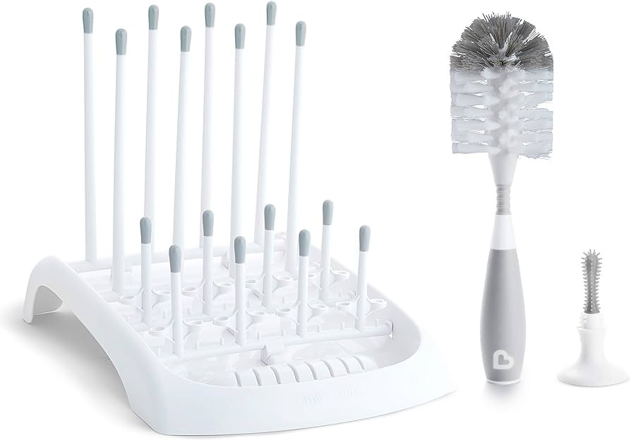 Munchkin Baby Bottle and Sippy Cup Cleaning Set, Includes Countertop Drying Rack and Bristle Bott... | Amazon (US)