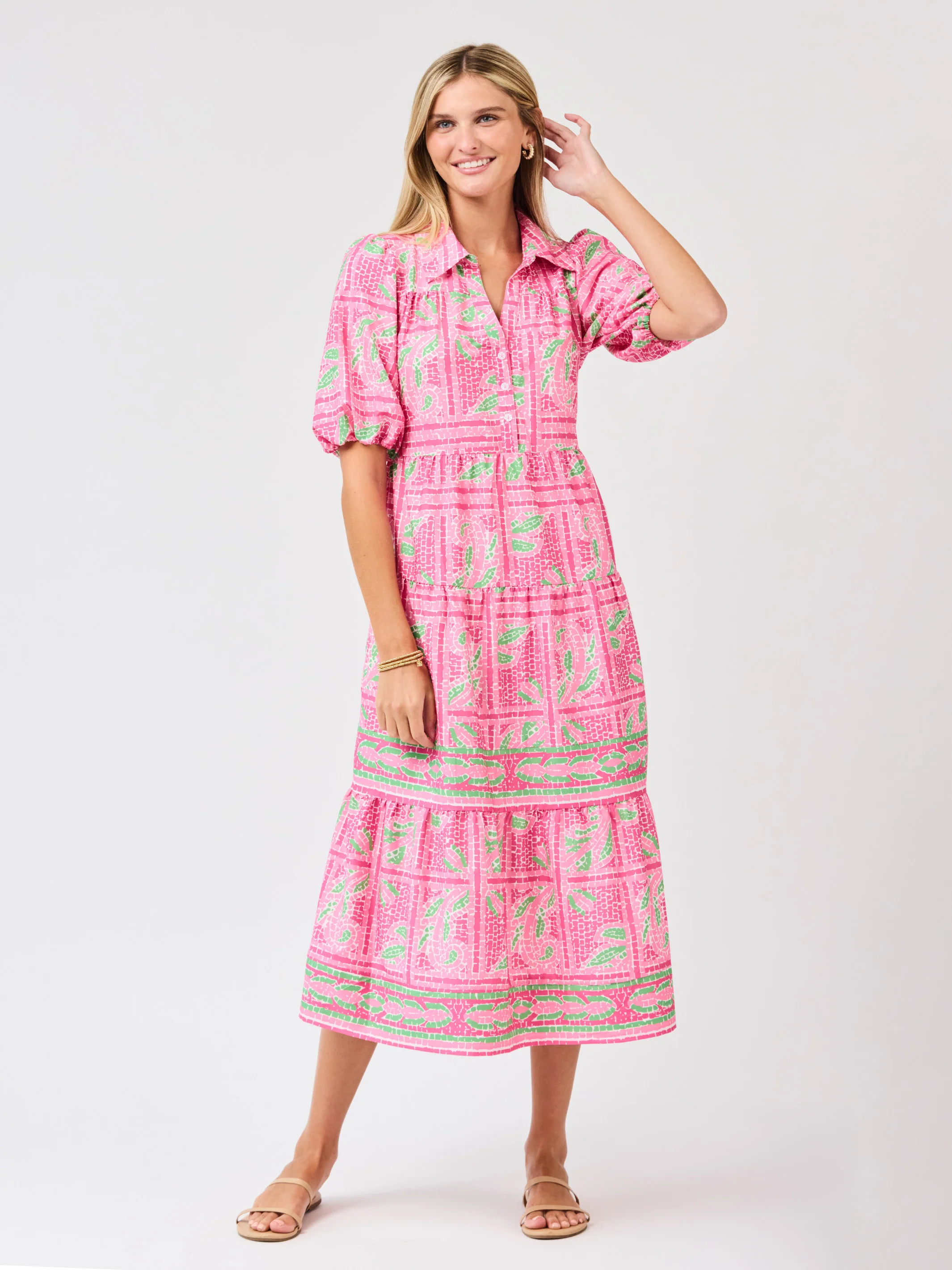 Eloise Dress | Trellis Tiles Pink | Mary Square