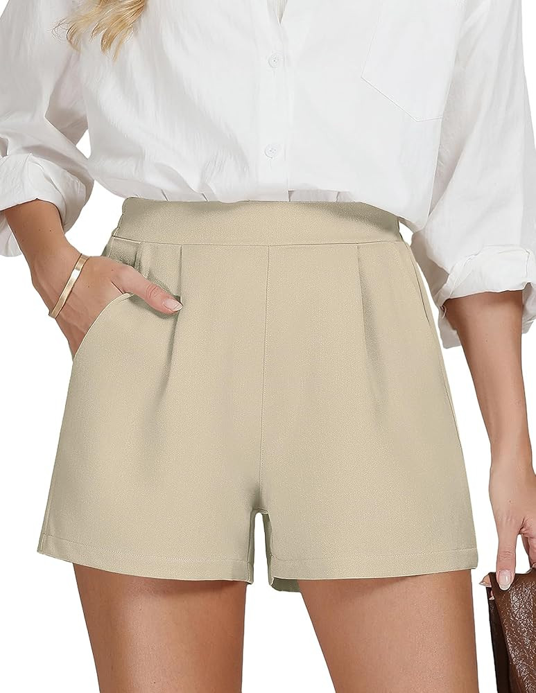 AKEWEI Dress Shorts for Women High Waisted Wide Leg Trendy Shorts | Amazon (US)