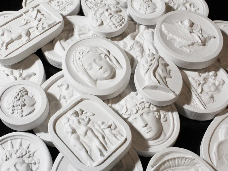 Plaster Intaglio, 10 Pieces Mixed Grand Tour Intaglios, Plaster Wall Art, Home Decor, Plaster Med... | Etsy (US)