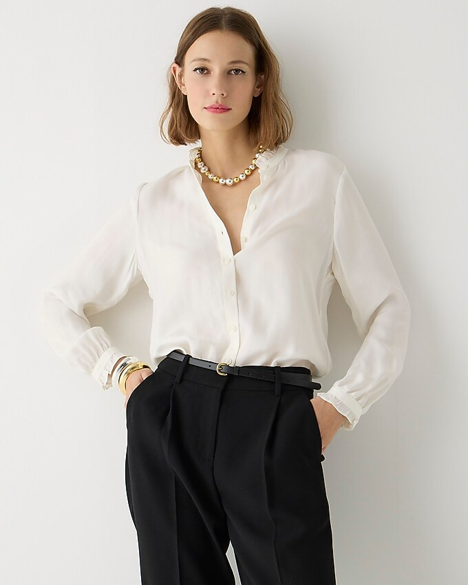 Drapey ruffle-trim shirt | J. Crew US